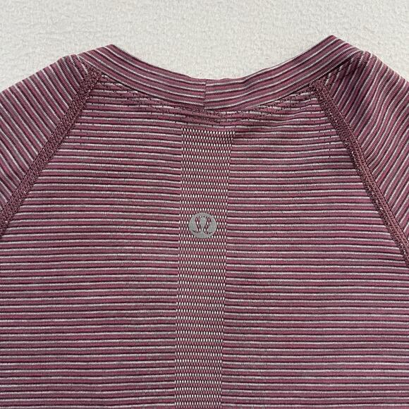 Lululemon Grey Pink Raspberry Stripe Swiftly Tech Long Sleeve Top 2.0 Race 4 - Picture 6 of 7